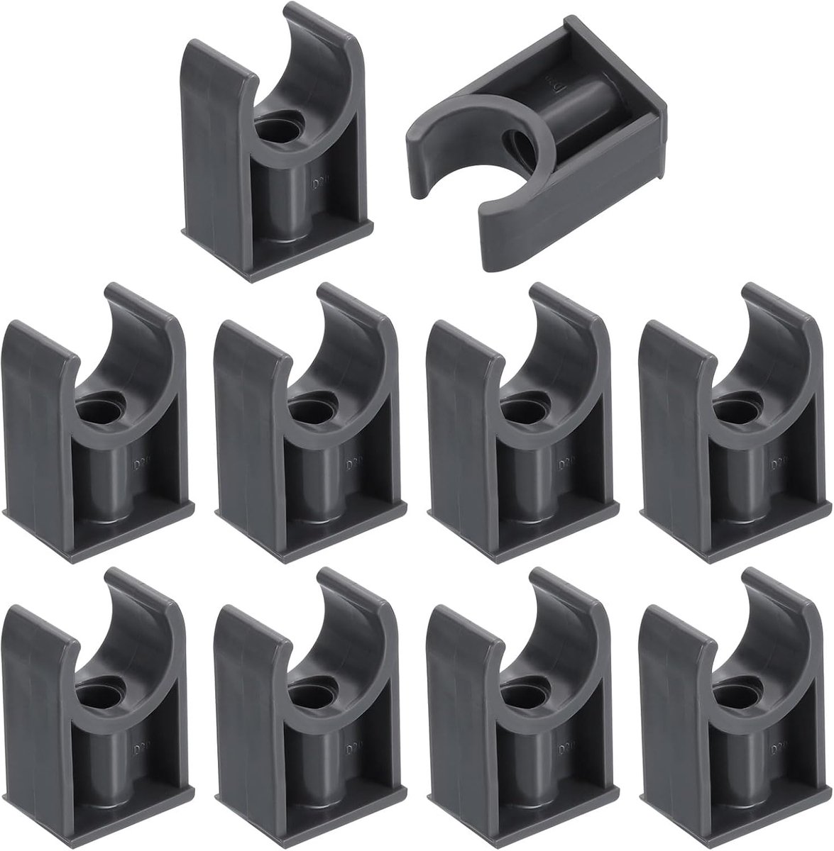 16 stuks PVC-slangbevestigingen voor water, U-vormige bevestigingen, irrigatieslanghouder voor 20 mm OD voor tv-kisten, buisbroek, hanger, buishouder, grijs