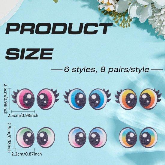 Ogen van vilt gemengde kleuren wolfilmagie cabochon poppenproductie-accessoires ronde oogversiering voor sieraden maken en knutselen — afbeelding 4