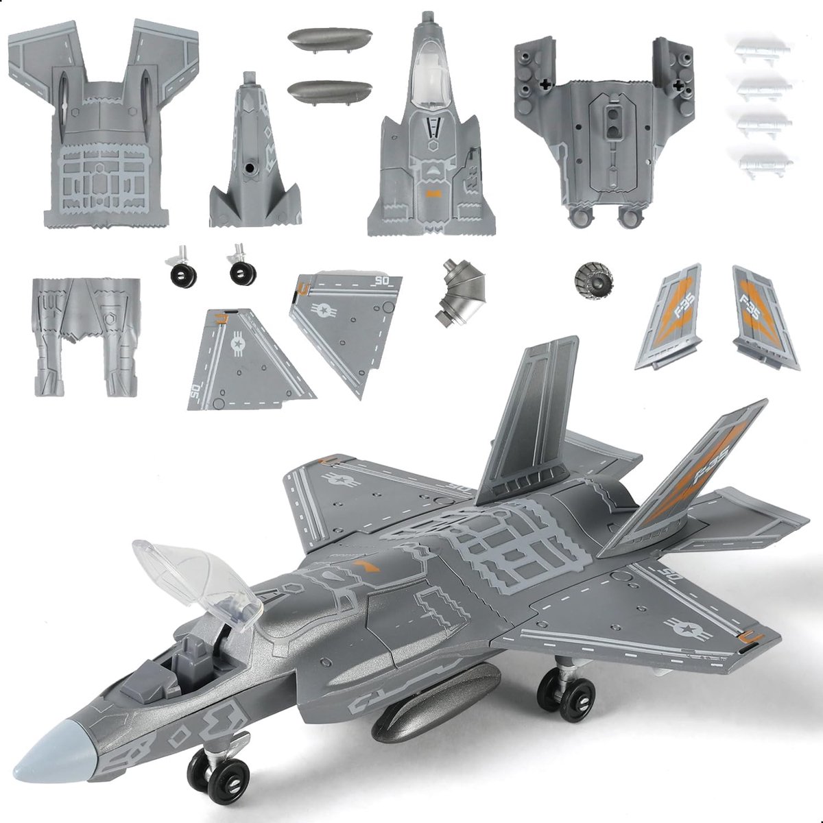 1:72 Schaal F-35 Fighter Jet Quick Build Model Kit Plastic Militair F35 Vliegtuig Speelgoed Vliegtuig Modelbouwset met Standaard Cadeau voor Kinderen (27 Onderdelen)