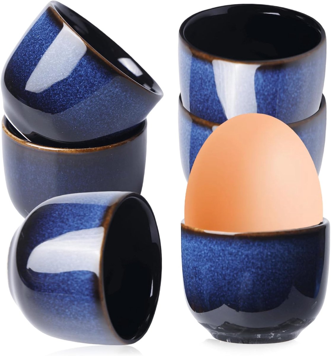 Eierdopje, porselein, eierdopje, camping, eierhouder, servies, keukenbestek, mooie eierdopset, vaatwasmachinebestendig, eierbeker voor elke ontbijttafel, hard en zachtgekookte eieren (6)