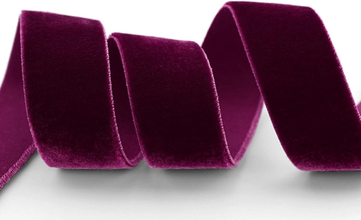 3 m x 22 mm Elastisch fluwelen lint Bourgondië Bordeaux (385) Velours extreem stretchy eenzijdig fluweel 20% Elastan om te naaien