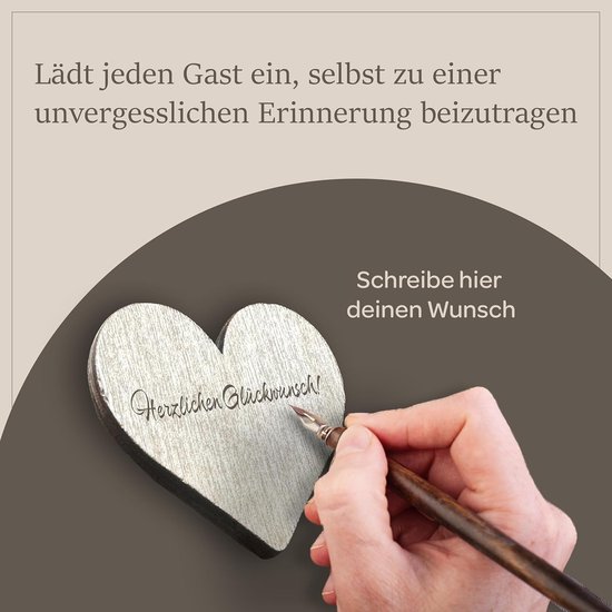Fotolijst met beschrijfbare houten hartjes, gastenboek, bruiloft, liefdesdecoratie, cadeau-idee, huwelijkscadeau, fotolijst, 38 x 28 cm — afbeelding 3