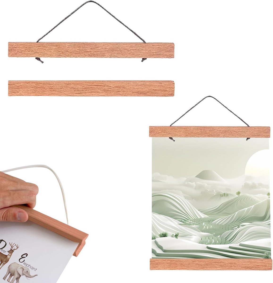 A4 - Haken voor houten lijst - 21 cm - magnetisch - foto - posters - set