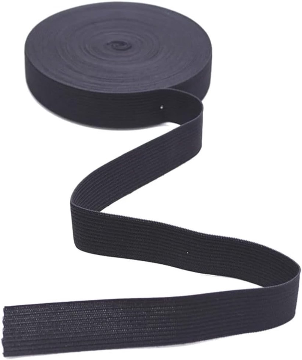 elastieken band 20 meter, elastisch band 2 cm breed, waslijn-elastieken, gummiband, gummilitze (20 meter/2 cm zwart)