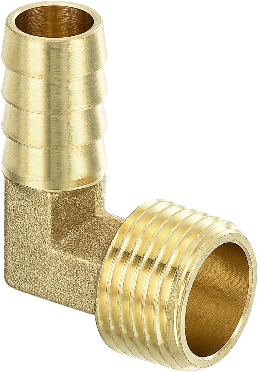 Verbindingsstuk Hoekstuk Messing Buis 1/2 Inch Barb x 1/2 Inch NPT Mannelijk 90 Graden Messing Pijpschroefverbinding voor Water Brandstof Lucht