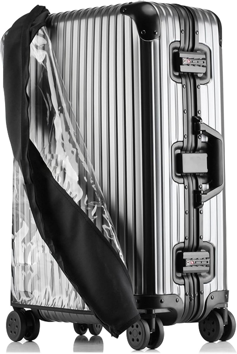 Kofferhoezen, Demontage Erforderlich Beschermhoes voor Koffers, 20-34 Inch Kofferhoes, Kofferbeschermhoes, Waterdicht Stofdicht Zwarte Rand Doorzichtig Bagagehoes (Zwart, 30)