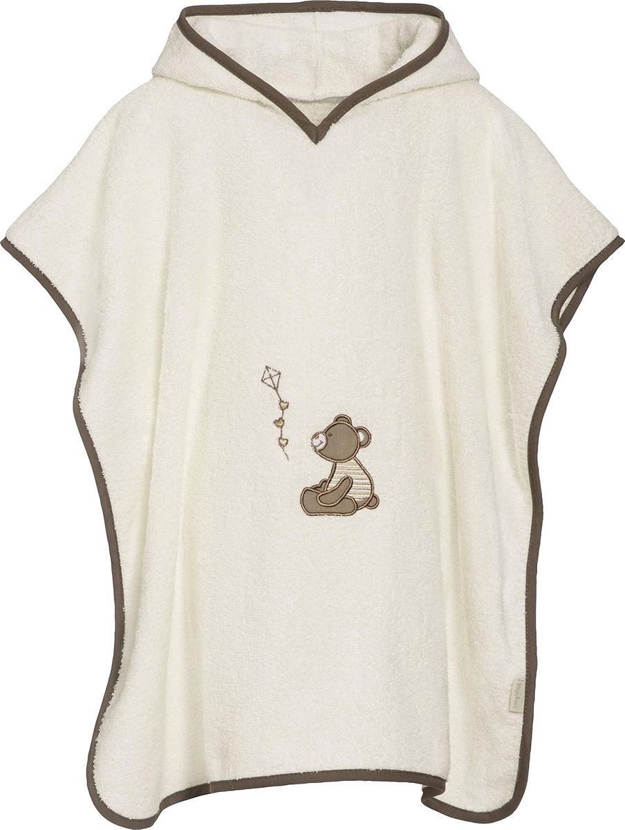 Badponcho voor meisjes, badponcho, beer met capuchon, badjas, beige (beige 6), L