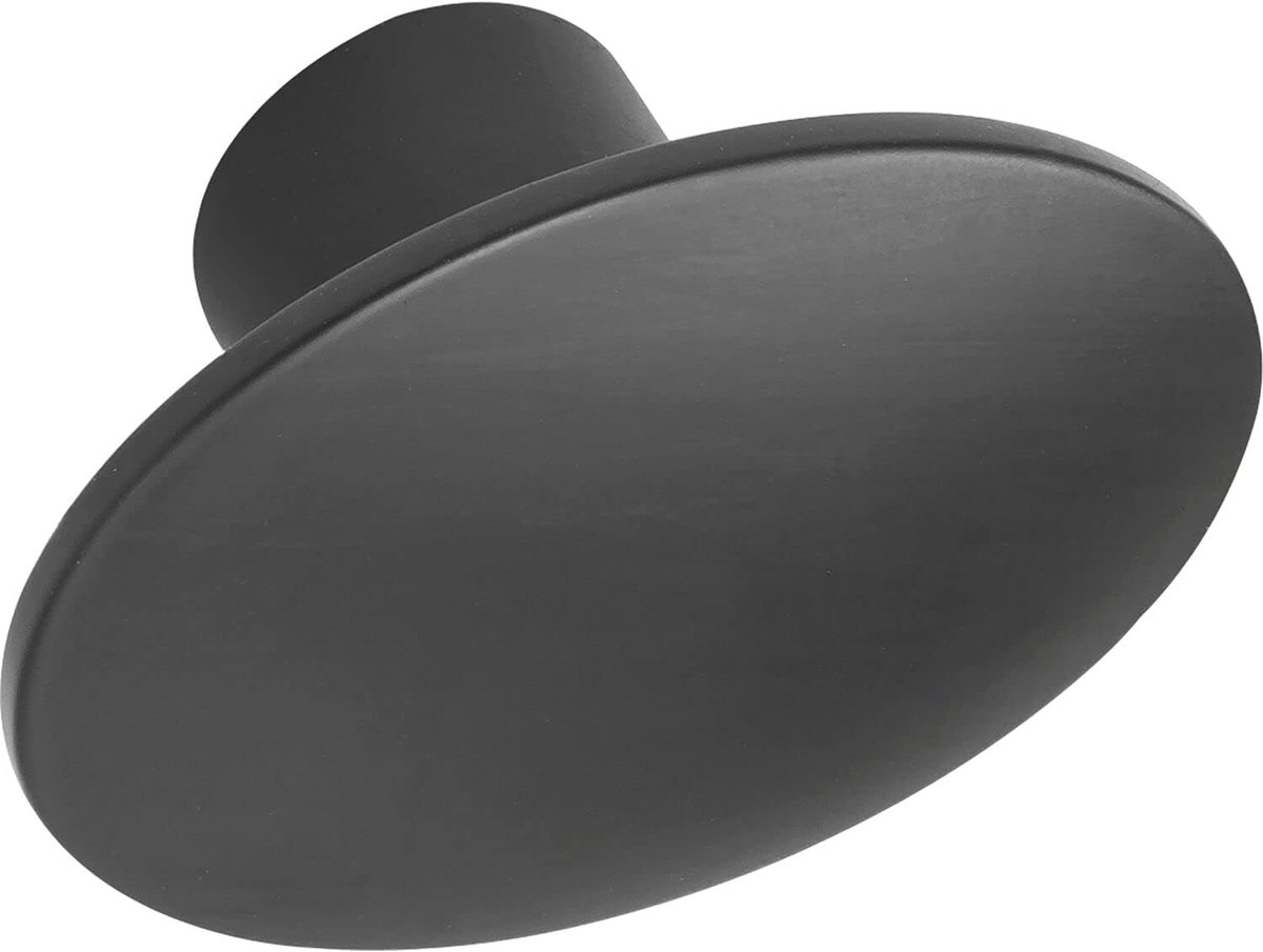 Meubelknop Dome 50x36mm - meubelknop ovaal - ideaal als ladeknop, gegoten zink zwart mat