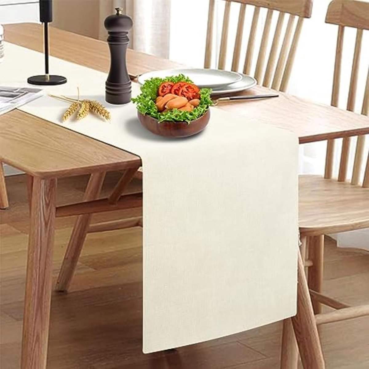 Tafellopers, Dikke Boerderijstijl Tafelband, Kastenrunner, Rustieke Tafelrunner voor Keuken, Eetkamer, Slaapkamer, Woonkamer(275cm, Wit)