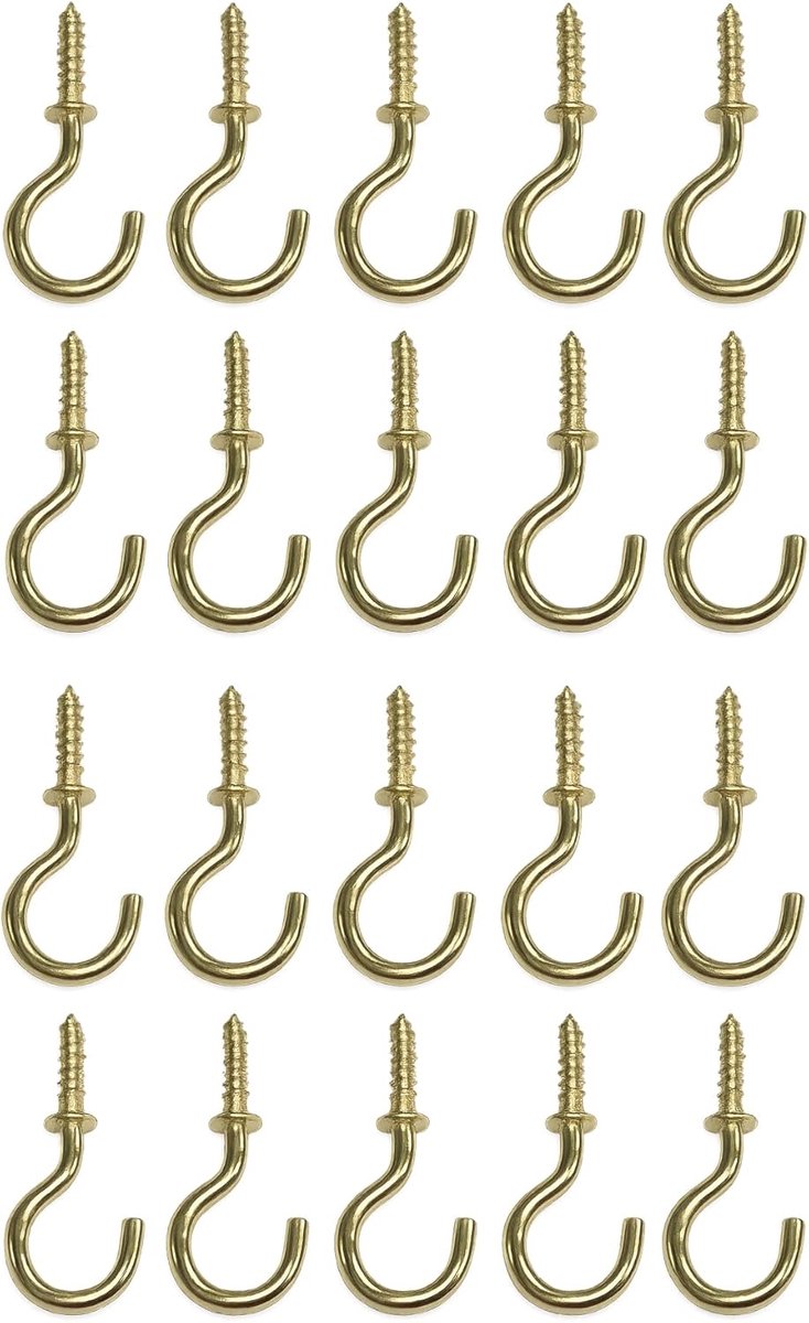 Hardware BH01114 19 mm galvanisch messinghaak (verpakking à 20), wit, verpakking van 20, stuks