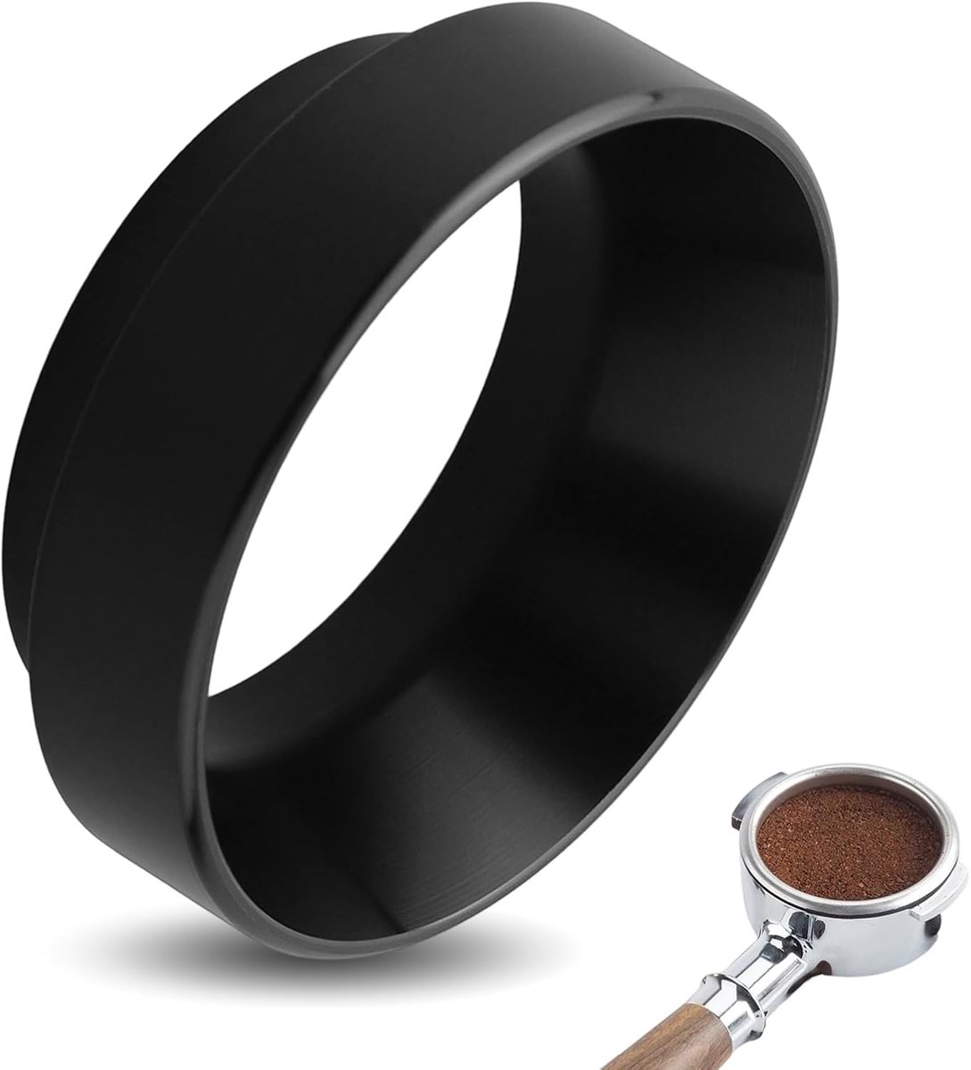 49 MM Magnetische Doseertrechter Espressomachine Doseerring Trechter Verstelbare Continue Apparaat Voor Het Brouwen Koffie Sabotage Distributeur Tool Bowl Thuis (Zwart)