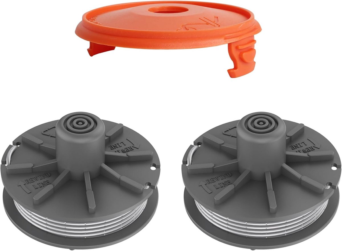 Spoel voor Gardena 05307-20, 1,65 mm, 6,1 m Lijn Compatibel met Art 8846-8848 Art 9805-9809 Vervangende Set met Dop (2 Spoelen + 1 Deksel)