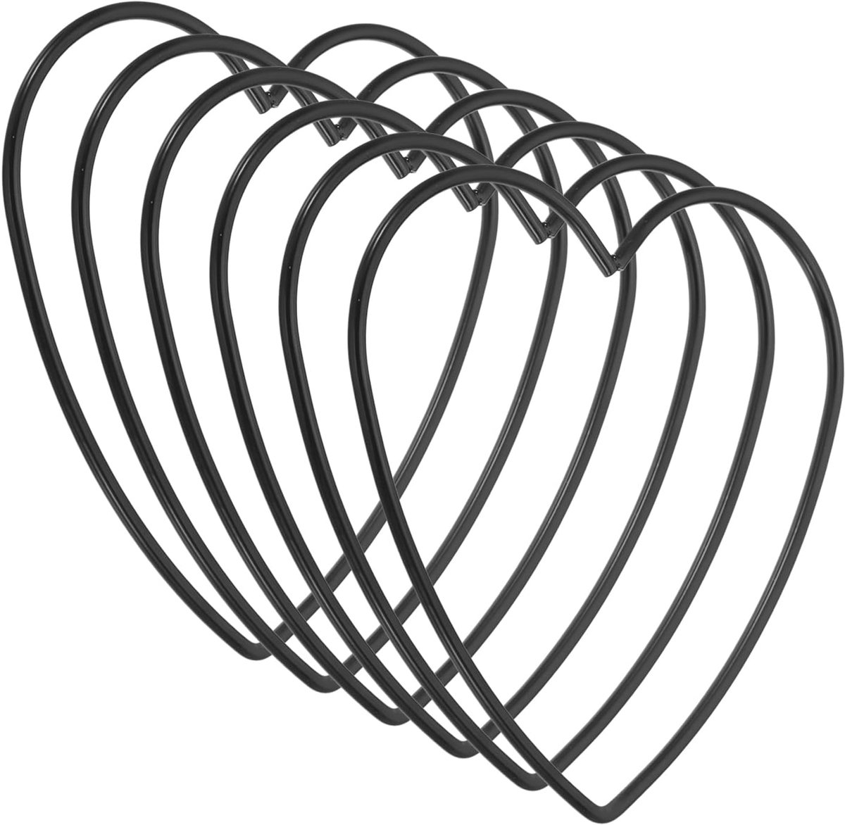 10 cm hart dromenvanger ringen, 6 stuks metalen kerst macramé krans bloemen ring hoepel voor thuis auto doe-het-zelf ambachtelijke bruiloft muur opknoping decoraties, zwart