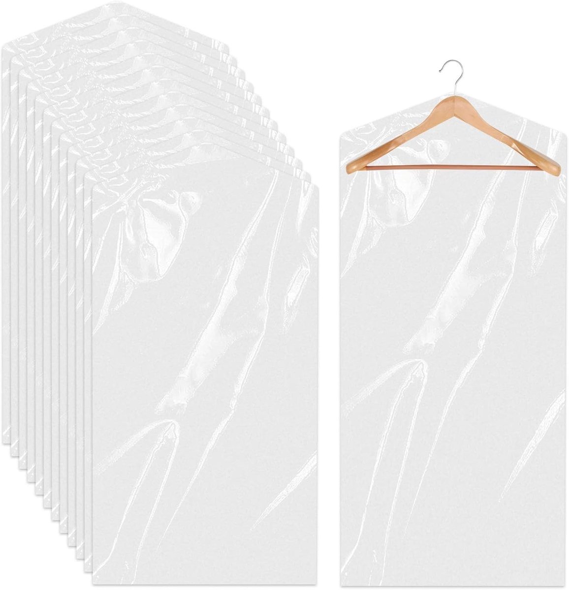 Kledingzak, 20 stuks Transparante kunststof pakzak Hangende kledingzakken Stofdichte kledingbescherming Droogreinigers zakken voor pakken, colberts, overhemden (120x60cm)