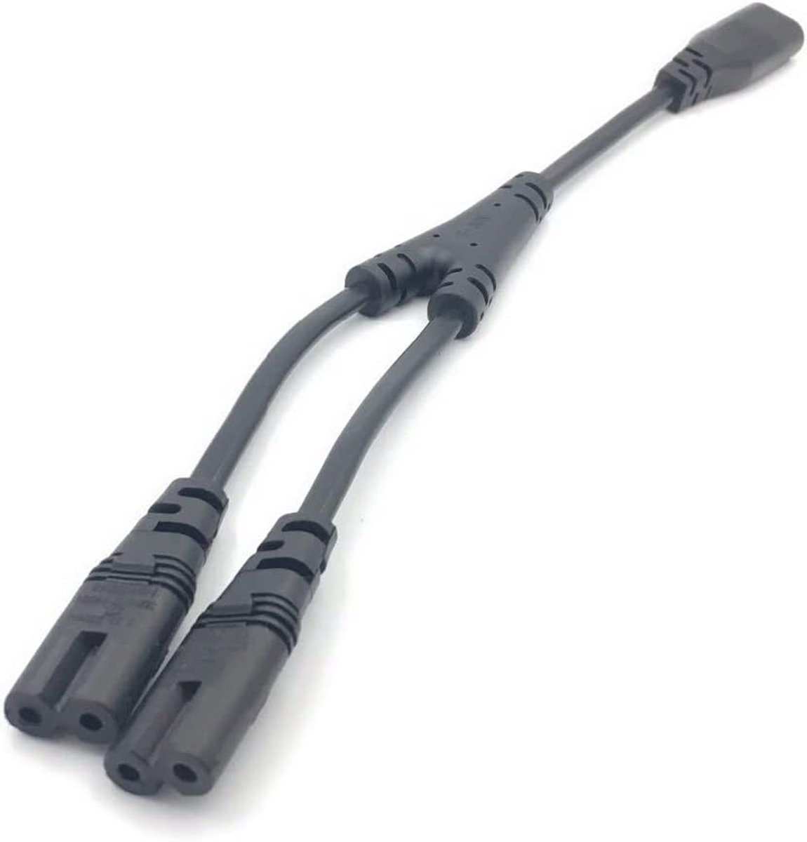C7 naar C8 30 cm verlengkabel IEC splitter - vrouwelijk naar 2 x mannelijk - Verlengkabel Y-splitter voor figuur 8 voedingskabel - tv-voedingskabeladapter - Samsung TV, LG TV, Sony, PS5, Xbox