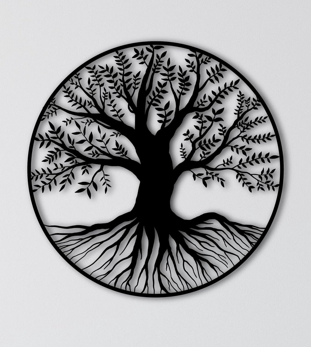 dv decovieno Boomfiguur, wanddecoratie, metaal, rond, levensboom, metaal, wanddecoratie, voor huis, woonkamer, slaapkamer en kantoor, grote boom, design, ideeëncadeau, muurkunst van metaal (60 cm)