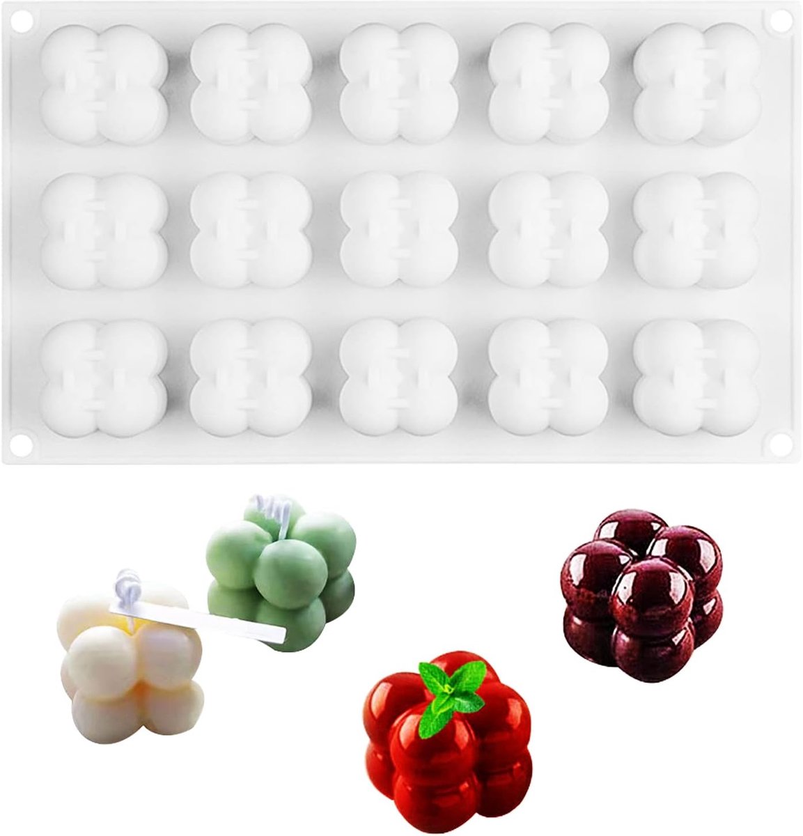 15-in-1 Kaarsen Siliconen Vorm, Kaarsen Gietvormen, 3D-Chocoladebakvormen, Makkelijk uit de Vorm te Halen Voor Het Maken van Geurkaarsen, Chocolade, Fondant, Ijs