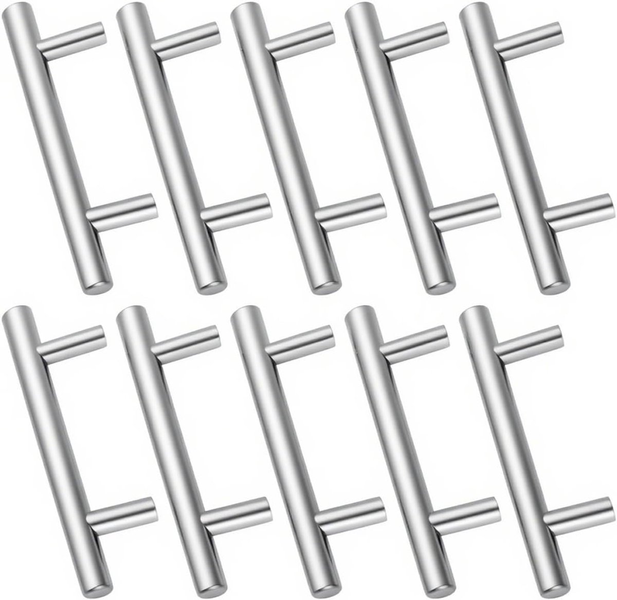 10 stks Deurklink roestvrij staal Zilver 64mm gat centra deur keukenkast lade handvat pull kast handvat met schroeven