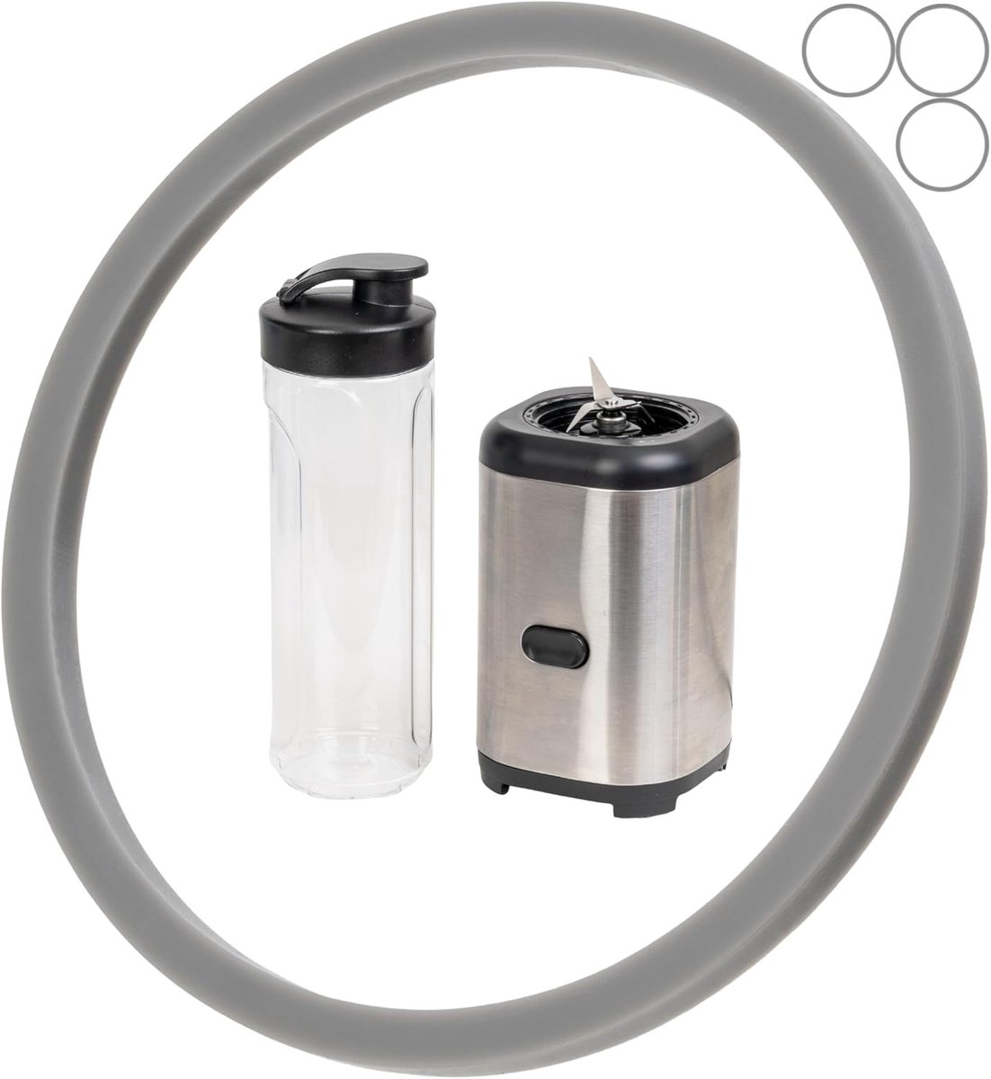afdichtringen, 4 stuks, van siliconen, in grijs, compatibel met WMF Kult X Mix & Go Mini Smoothie Maker, voor mixer en drinkdeksel, standmixer-reparatieset, mixcontainer, deksel, O-ring