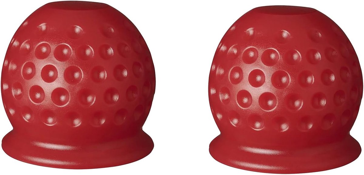 Afdekhoes voor trekhaak, 50 mm rubber/kunststof beschermkap voor aanhanger, personenauto, vrachtwagen, RV (2 stuks golfbal, rood)