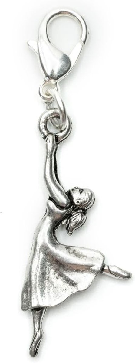 Ballerina ballet charm hanger bedelarmband dansen blik op - handgemaakte modesieraden I kettinghanger verzilverd - bedelarmband - hanger voor armband, 30 mm, Metaal