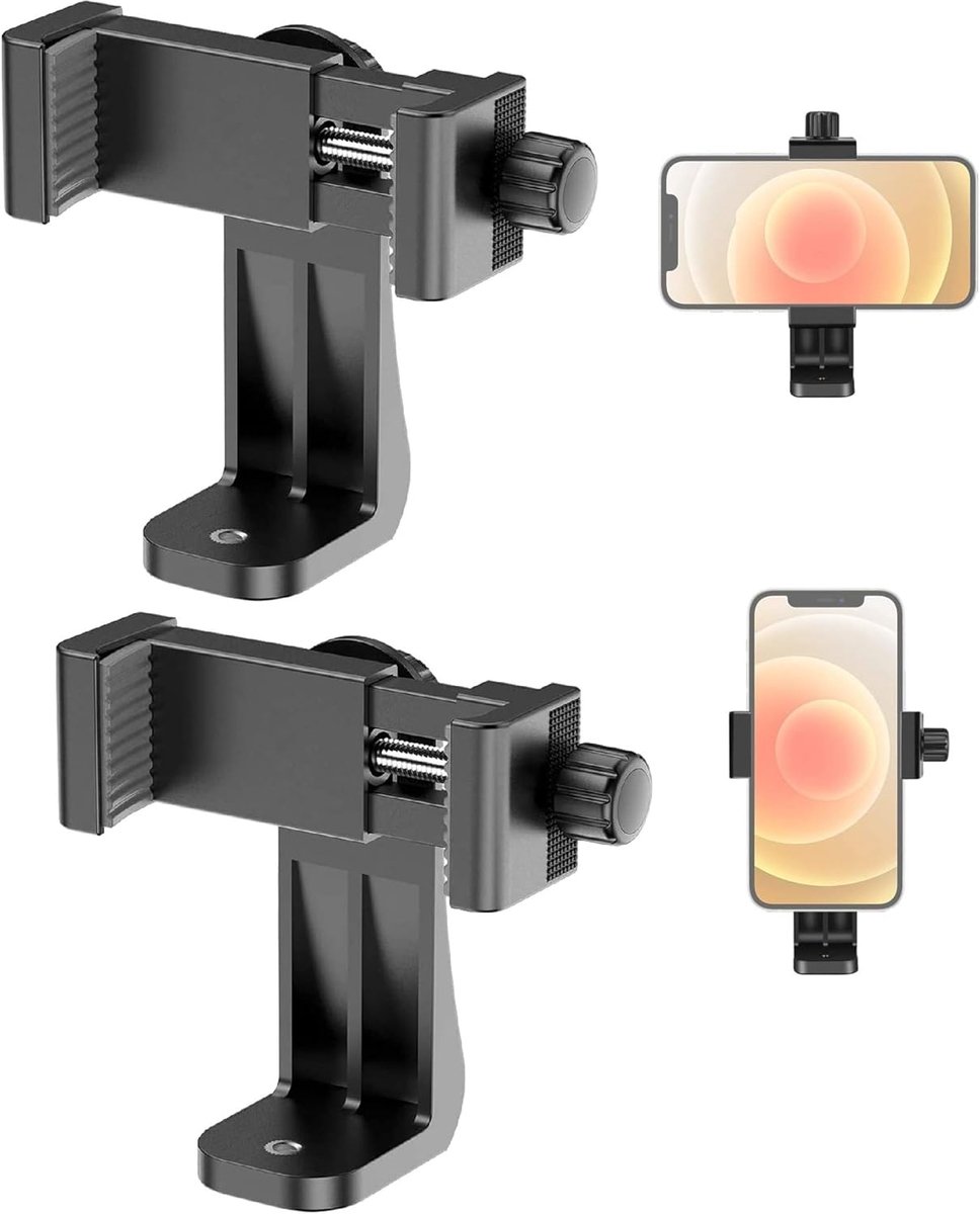 Mobiele Telefoon Houder en Statief Adapter - Verticale en Horizontale Houder, Selfie Stick Monopod, Smartphone Clip Mount