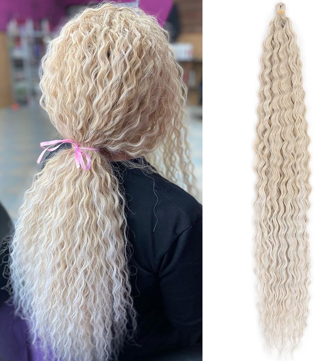 Twist Gehaakt Haar Watergolf Twist Haarbundels Synthetische Krullend Vlechten Haaruitbreiding Ombre Kinky Curl Vlechten Haarstuk, 30 Inch 3 Packs
