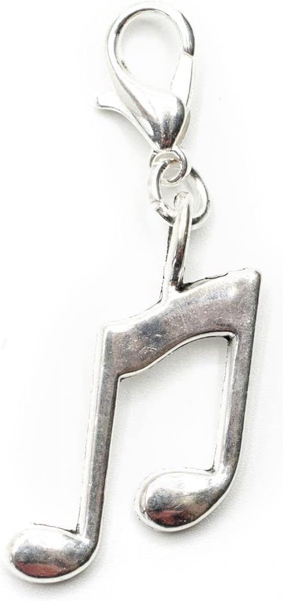 Achtste noten dubbele noot achtste charme achtste noot hanger muziek zilver - handgemaakte modesieraden I ketting hanger verzilverd - bedelhanger bedelarmband - hanger voor armband, 22mm,