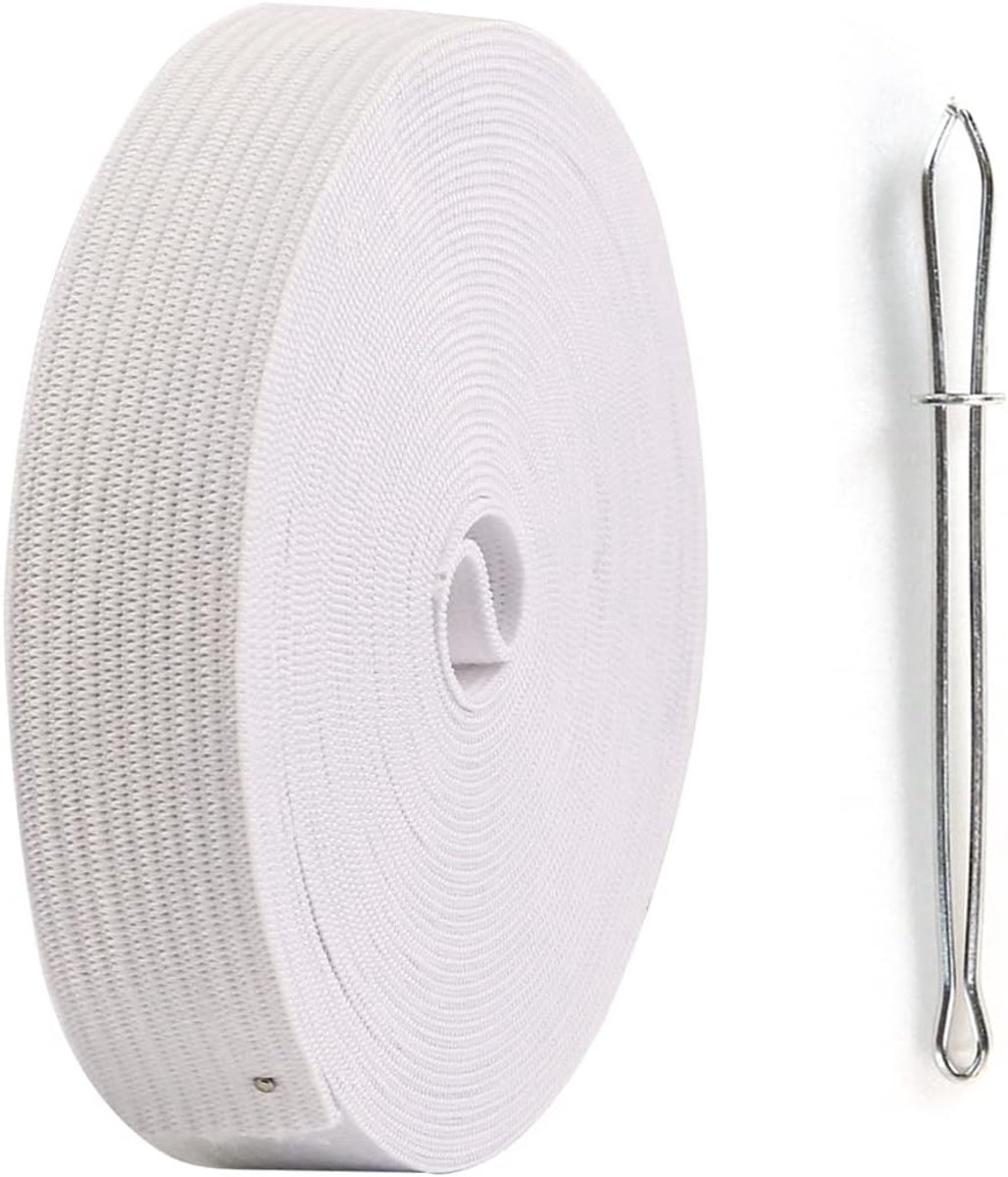 Elastiek om te naaien, 6 meter lang, 20 mm breed, wit, elastisch band voor broeksluiting, breed elastiek, elastisch band voor DIY handwerk, naaiaccessoire