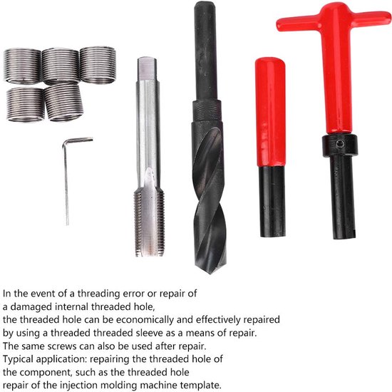 Schroefdraadreparatieset, 10-delige Draagbare Draadslijperset, Draadmetrische Inzetstukken Reparatiesets schroefdraadreparatieset, Compatibele Handgereedschapset — afbeelding 4