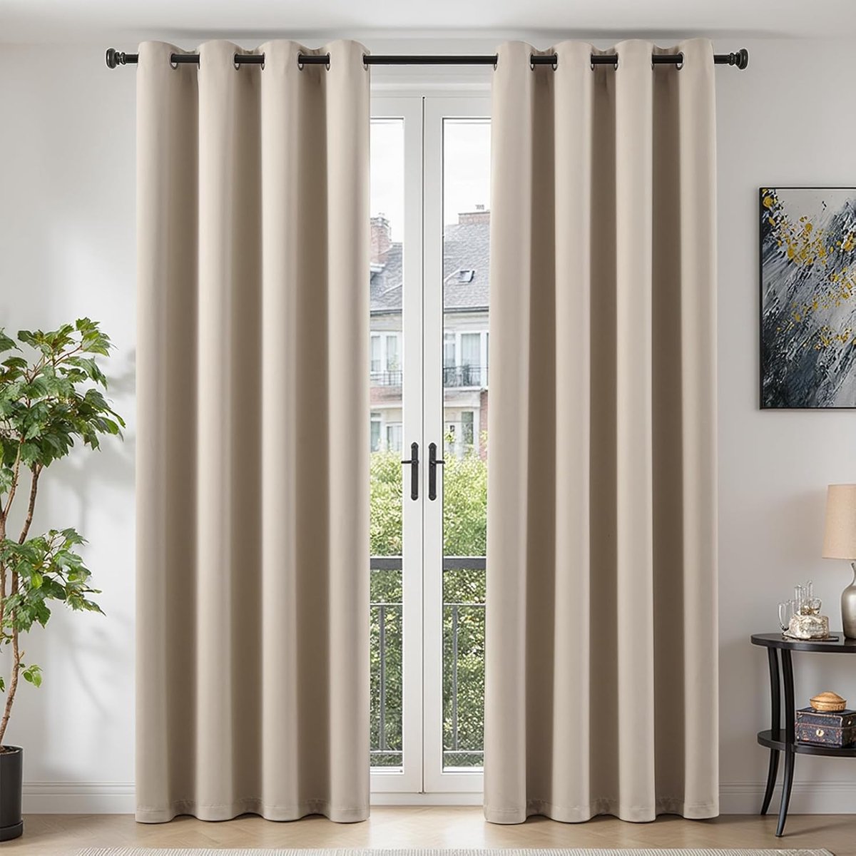 Gordijnen Ondoorzichtige gordijnen met ringen, raamdecoratie, overgordijnen, gordijnen 245x140 cm, set van 2, verduisteringsgordijnen voor slaapkamer, deurgordijn, gordijnen woonkamer, modern
