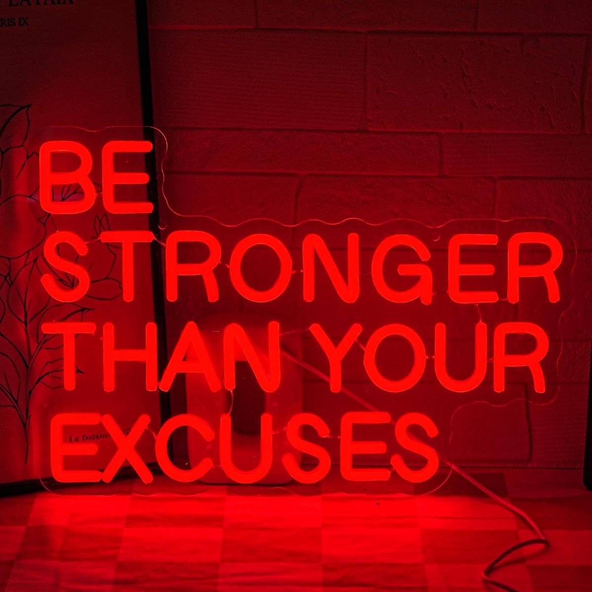 Sterker Dan Je Excuses Neon Teken voor Muurdecor Gym Neon Licht Teken Rood Letter Neon Licht Dimbaar LED Teken voor Sportschool Kamer Fitness Club Gamer Kamer