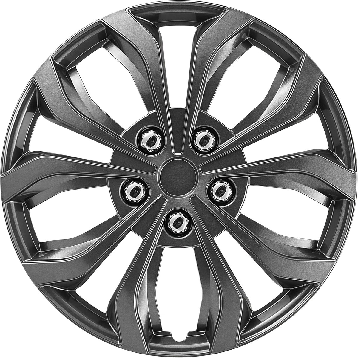 Wieldoppen, set van 4, compatibel met stalen velgen, snap-on design, duurzaam ABS-materiaal, gunmetalgrijs