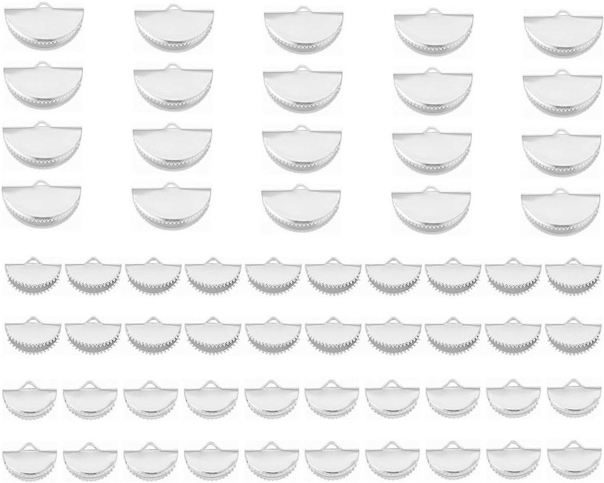 60 stuks lintklemmen van zilverlegering voor het maken van sieraden, koordklemmen voor kettingen, armbanden, oorbellen, doe-het-zelf-knutsels, gemengde maten