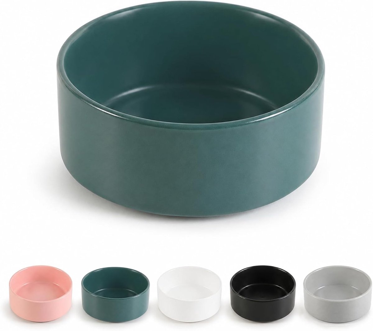 hondenbak voor voedsel en water - voerbak voor kleine honden en katten - zware keramische voerbak met antislipbodem - vaatwasser- en magnetronveilig - 5 inch - 1,4 kopjes - groen