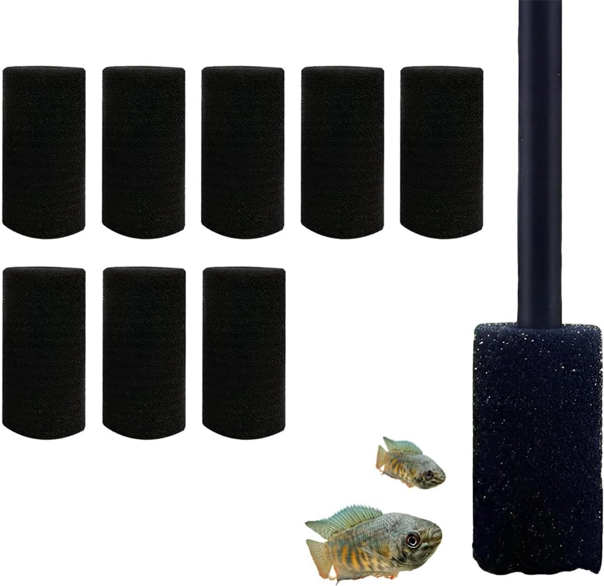 8 stuks sponsfilter, aquariumsponsfilter, voorfilter, sponsfilter, aquariumfilter, anti-verbrandingsschuim cover voor kleine vissen, garnalen, frituren, hoge dichtheid spons