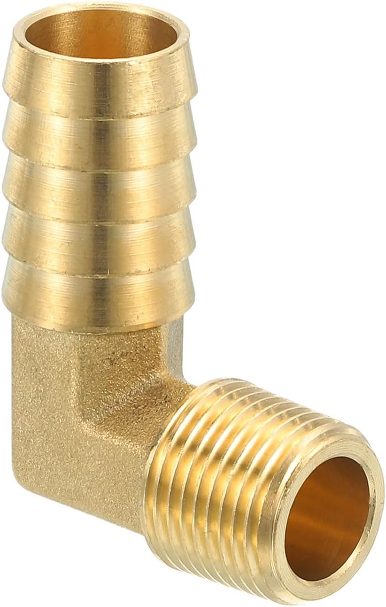 Messing slangaansluiting hoekschroefverbinding 1 stuk 5/8" Barb x 3/8" NPT mannelijk 90 graden messing barbschroefverbinding voor water brandstof lucht