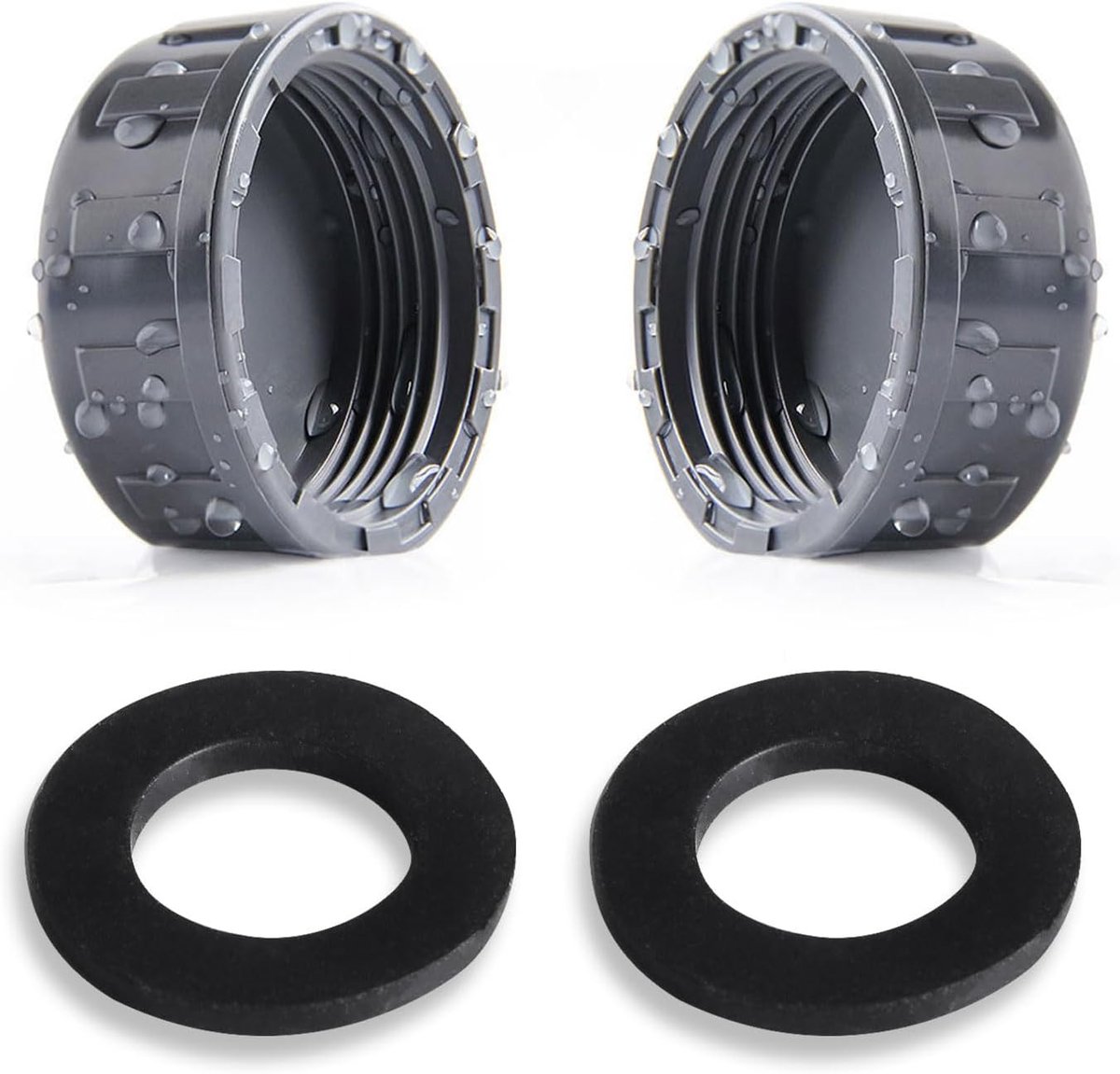 Set van 2 PVC schroefdoppen 1" met rubberen afdichtingen - 32mm binnenlandse schroefafsluiters voor tuinirrigatie, sanitair en loodgieterij