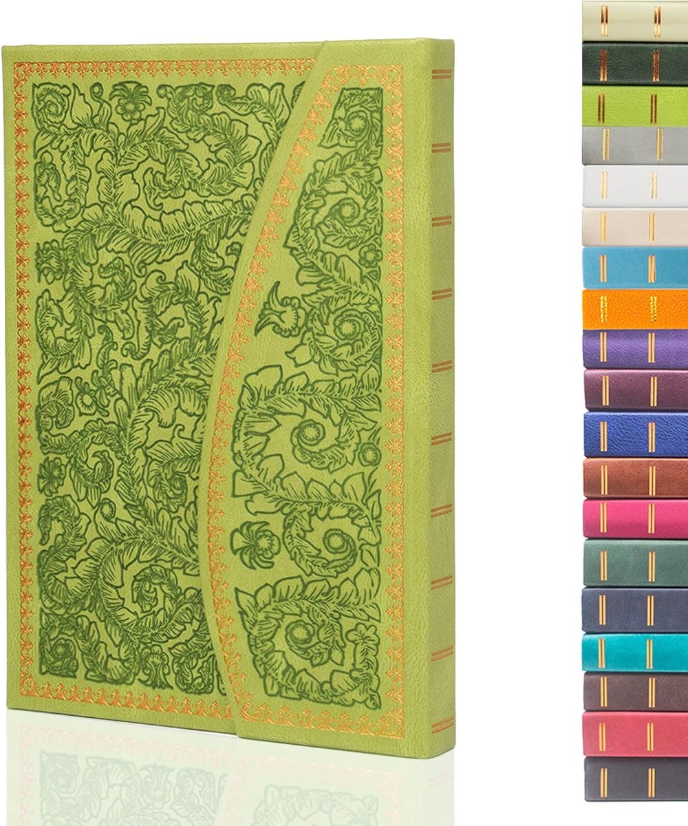 JOURNALS Magneet dagboek, snijwerk vintage notitieboek kunstleer harde kaft persoonlijk dagboek bekleed pagina's lint bladwijzer, 20 x 14 cm