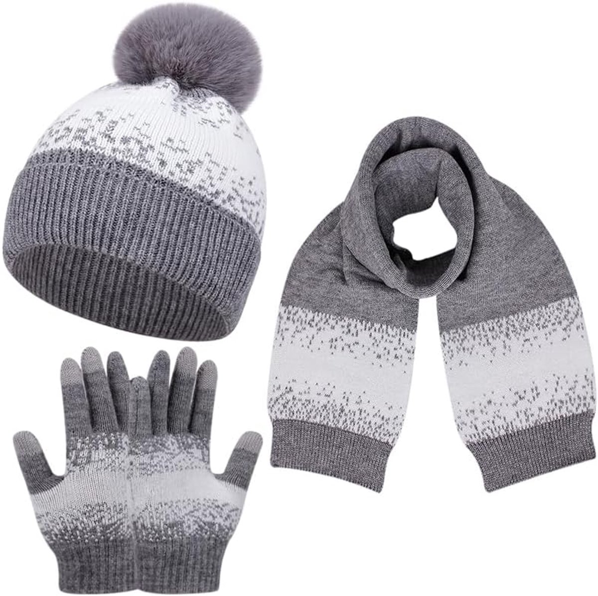 Hoed sjaal en handschoenen set dames winter beanie gebreide muts lange sjaal touchscreen handschoenen set voor vrouwen pompon pompon hoed winter koud weer sets outdoor skiën