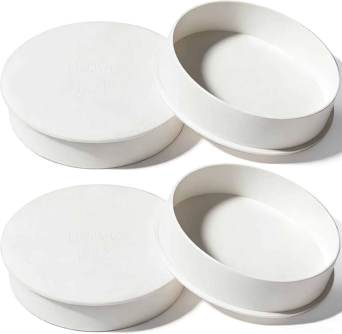 eindstuk, afdekking, buisafdekking, 75 mm, 4 stuks, pvc, afdekkap, eindkap, buisdeksel, mofstop, DN75, voorkomen van terugstromen in buizen (DN75)
