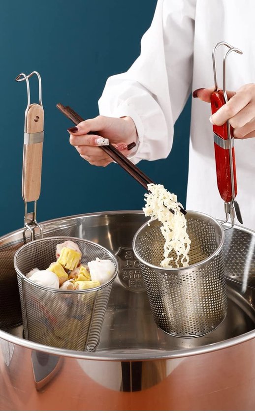 Noodle dividers - roestvrij staal - houten handvat - ideaal voor het afspoelen van pasta - m-winkel — afbeelding 5