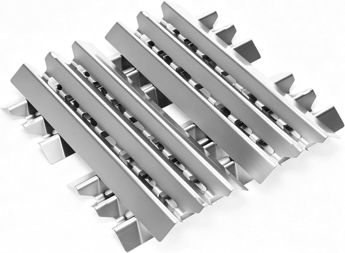 40 x 15,2 cm roestvrijstalen branderafdekking, reserveonderdelen voor Broilking Baron, Broilmate, Huntington, roestvrijstalen verwarmingsplaat, vlamverdeler, 4 stuks