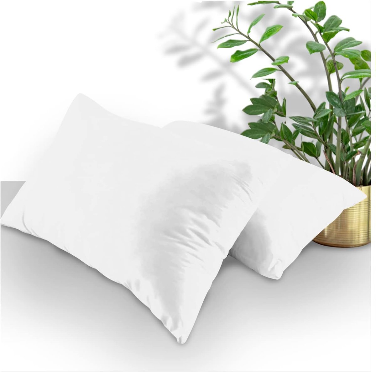 Kussenslopen 2 Pack, ademende standaard kussenslopen, effen kussenslopen met envelopsluiting, wit, 74x48 cm, 708643