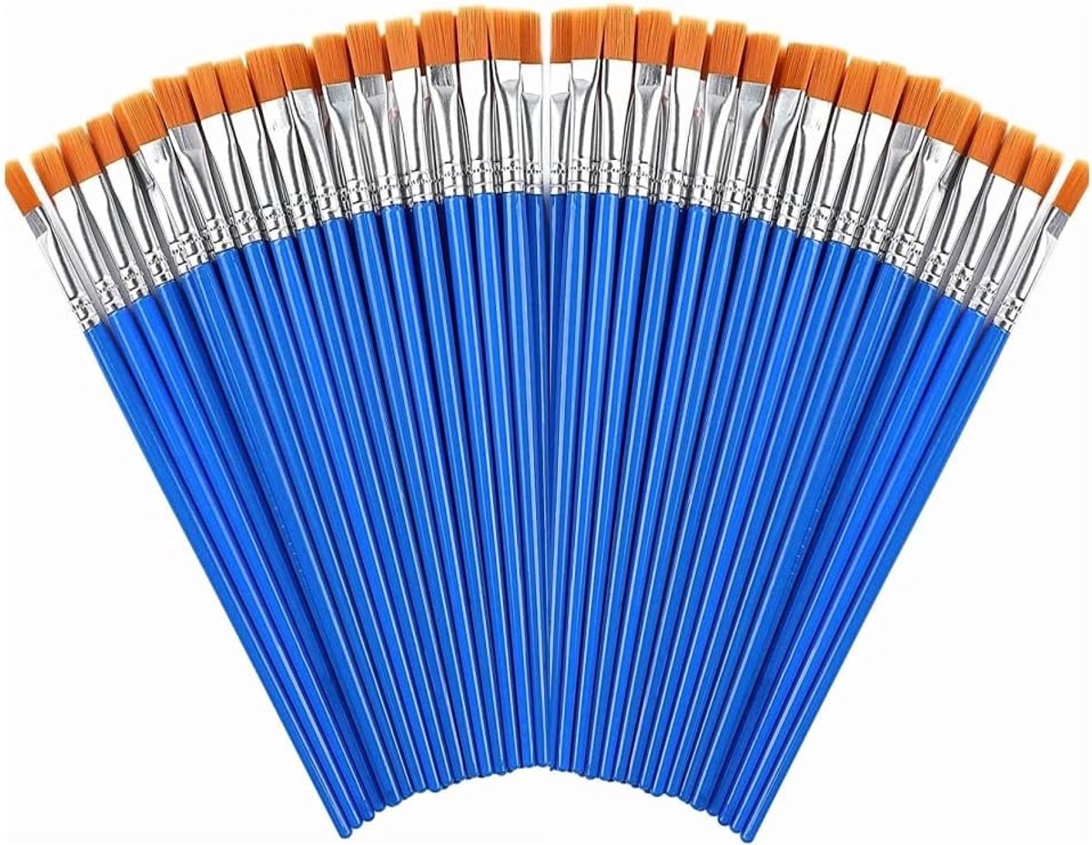 Platte kleine kwastenset, acryl- en olieverfschilderij, perfect voor beginners, kunstenaars en schilderijliefhebbers (60 platen)