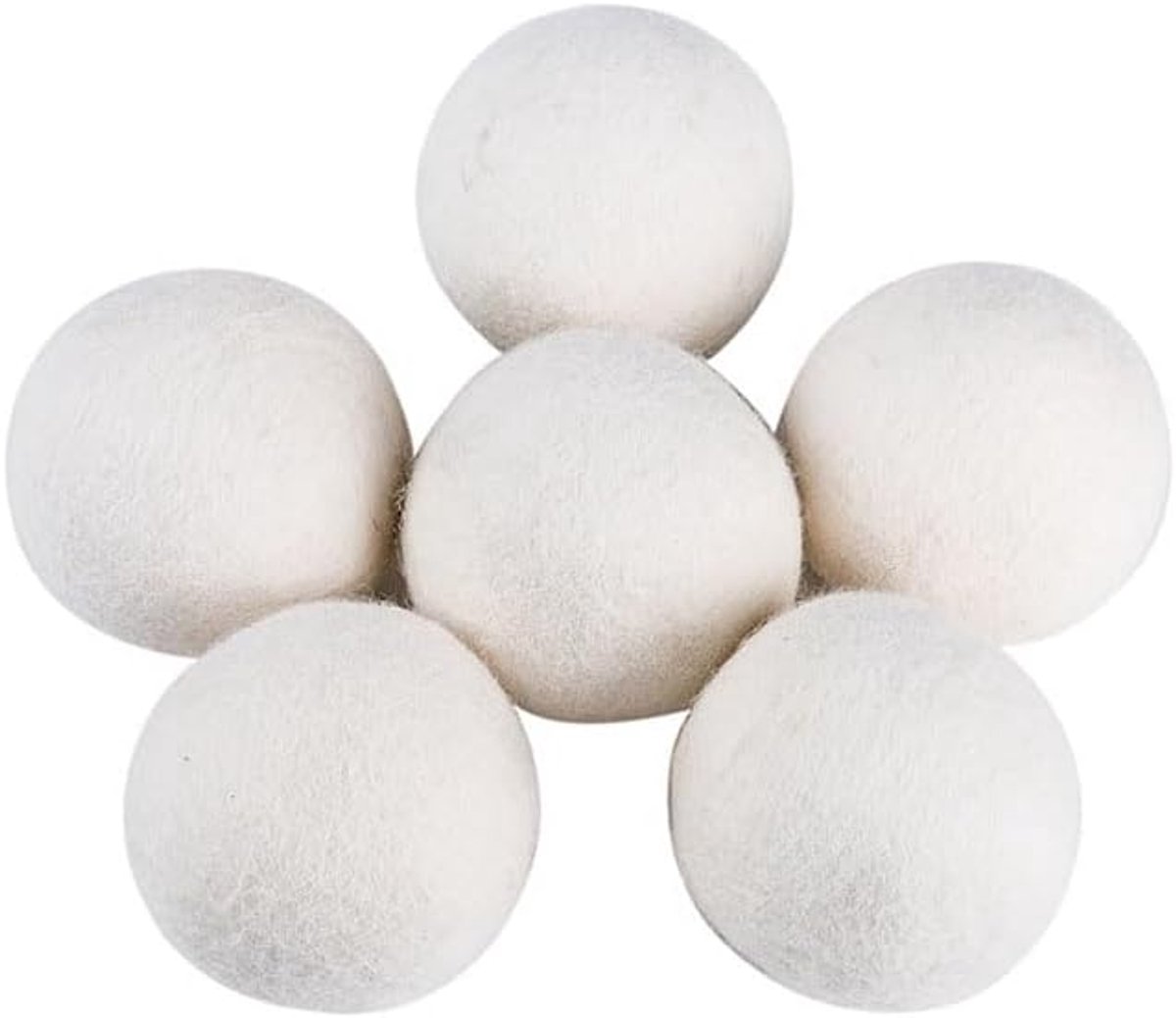 6 stuks drogerballen, wol, drogerballen, vilten ballen, donsjack, drogerbal, wasbal, herbruikbaar, natuurlijke woldrogerballen, tennisballen voor het wassen, dryer ballen, wit, 8 cm