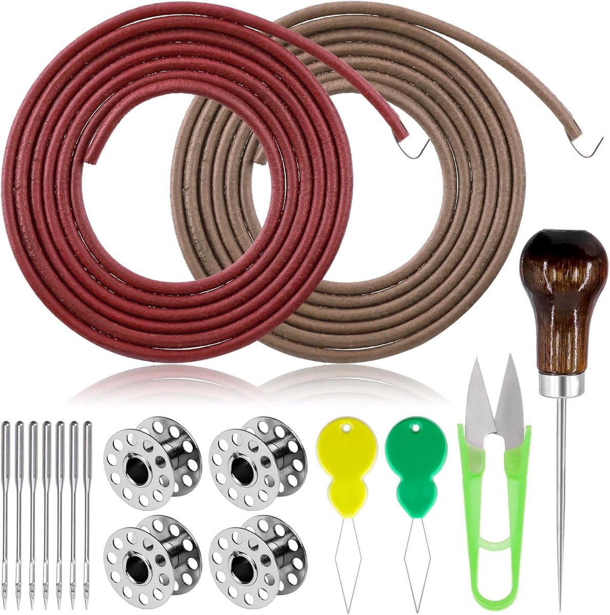 20pcs loopbaan naaimachine riem koei lederen riem met haak, multifunctie koeien lederen riem loopbaan naaimachine riemen compatibel met universele pedaal naaimachines