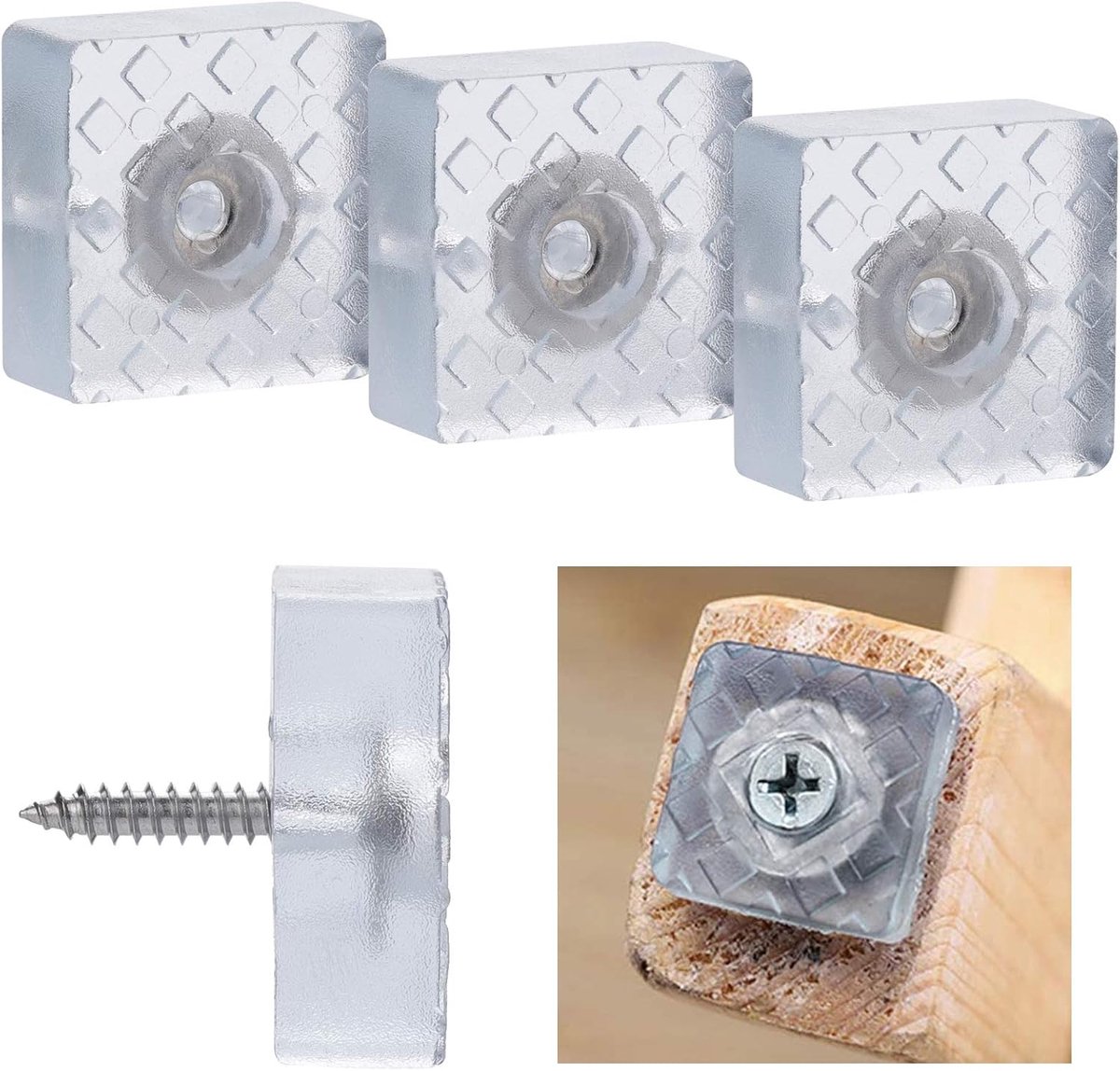 20 stuks vierkante rubberen buffers, ruimte antislip rubberen voetkussens, beschermers, meubels voor stoel, bankpoten, van hout, reduceren geluiden (29 mm)