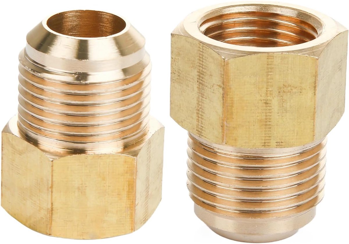 pijpadapter - 1/2" SAE Vrouwelijk naar 5/8" SAE Male Flare - Messing Pijpfitting Reducer Adapter voor Airconditioner Koeling (2 stuks)