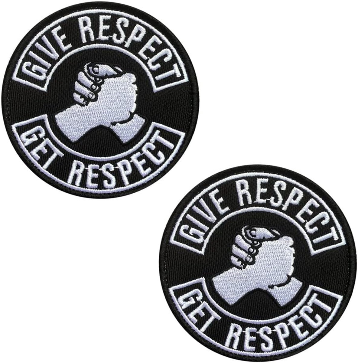 2 stuks "Give Respect Get Respect" geborduurde leuke patch biker patch voor naaien op motorfiets patch/tactische applicatie voor jeans/leder/uniform/jas/motorfiets accessoires